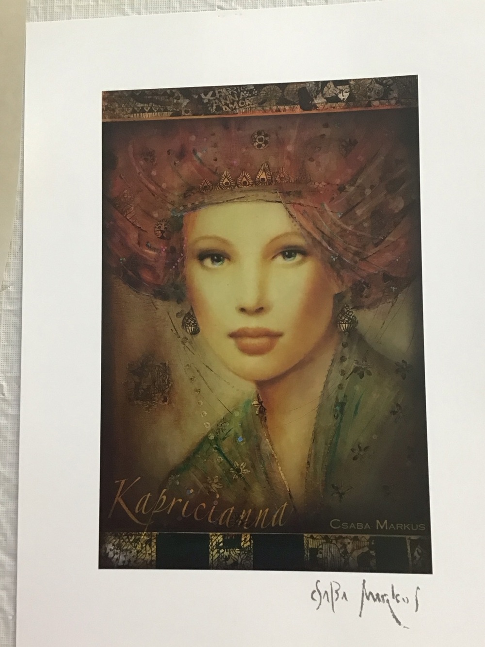 'Kapriccianna' Wall Art Lithograph by Markus Csaba- Green and Burgundy